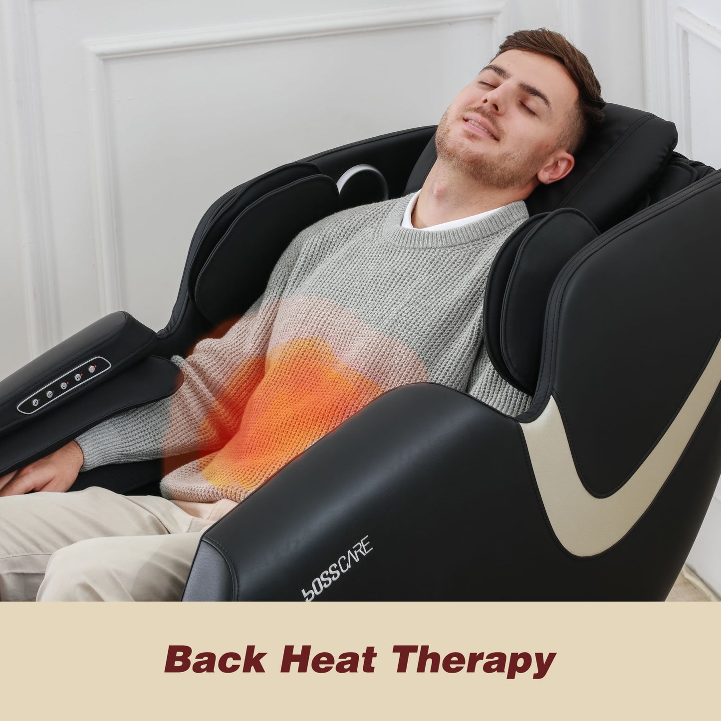 Massage Chair Recliner with Zero Gravity, Heated Back, Foot Roller and Bluetooth by Bosscare