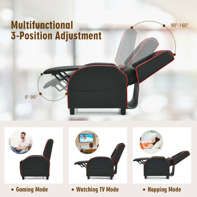 Gaming Recliner Massage Chair with Headrest and Adjustable Backrest