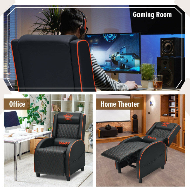 Gaming Recliner Massage Chair with Headrest and Adjustable Backrest
