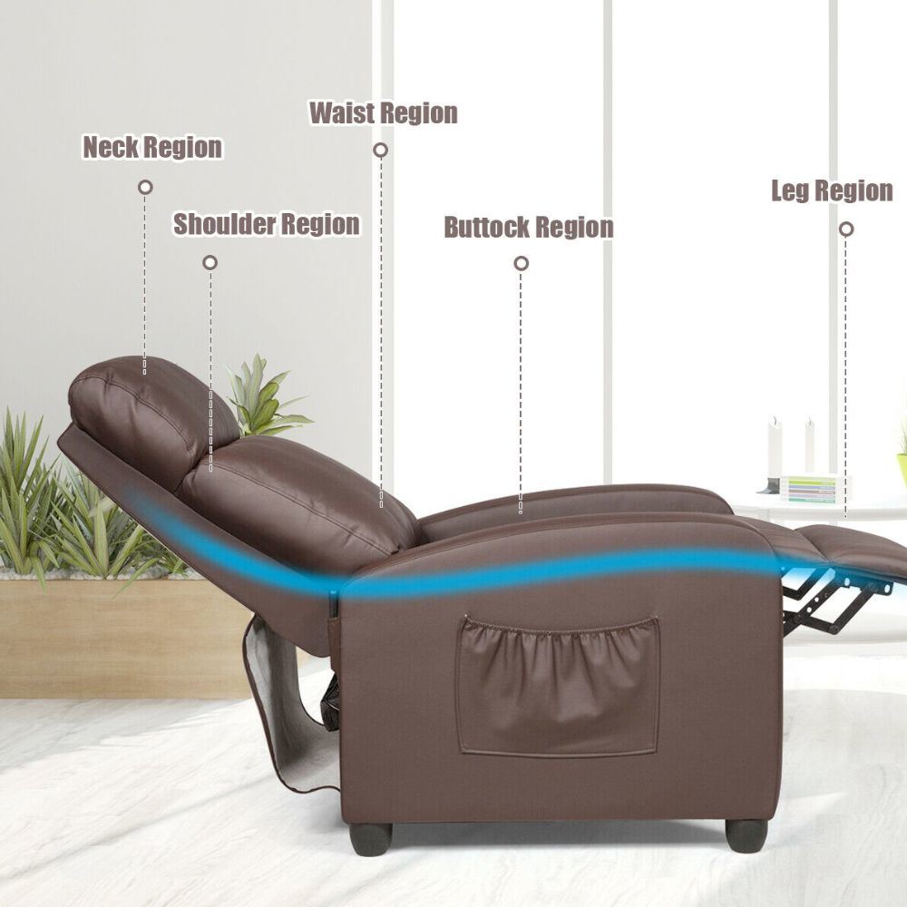 Vegan Leather Reclining Massage Reading Chair with Foot Rest by Onetify