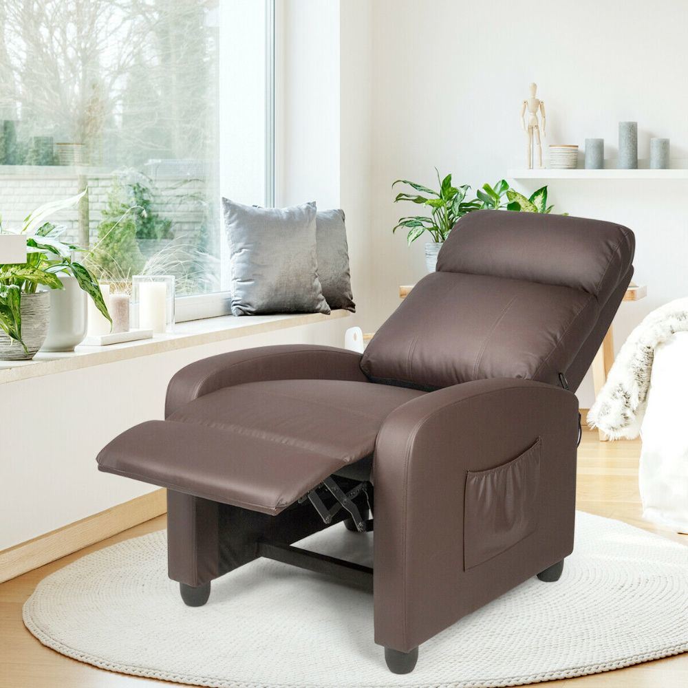 Vegan Leather Reclining Massage Reading Chair with Foot Rest by Onetify