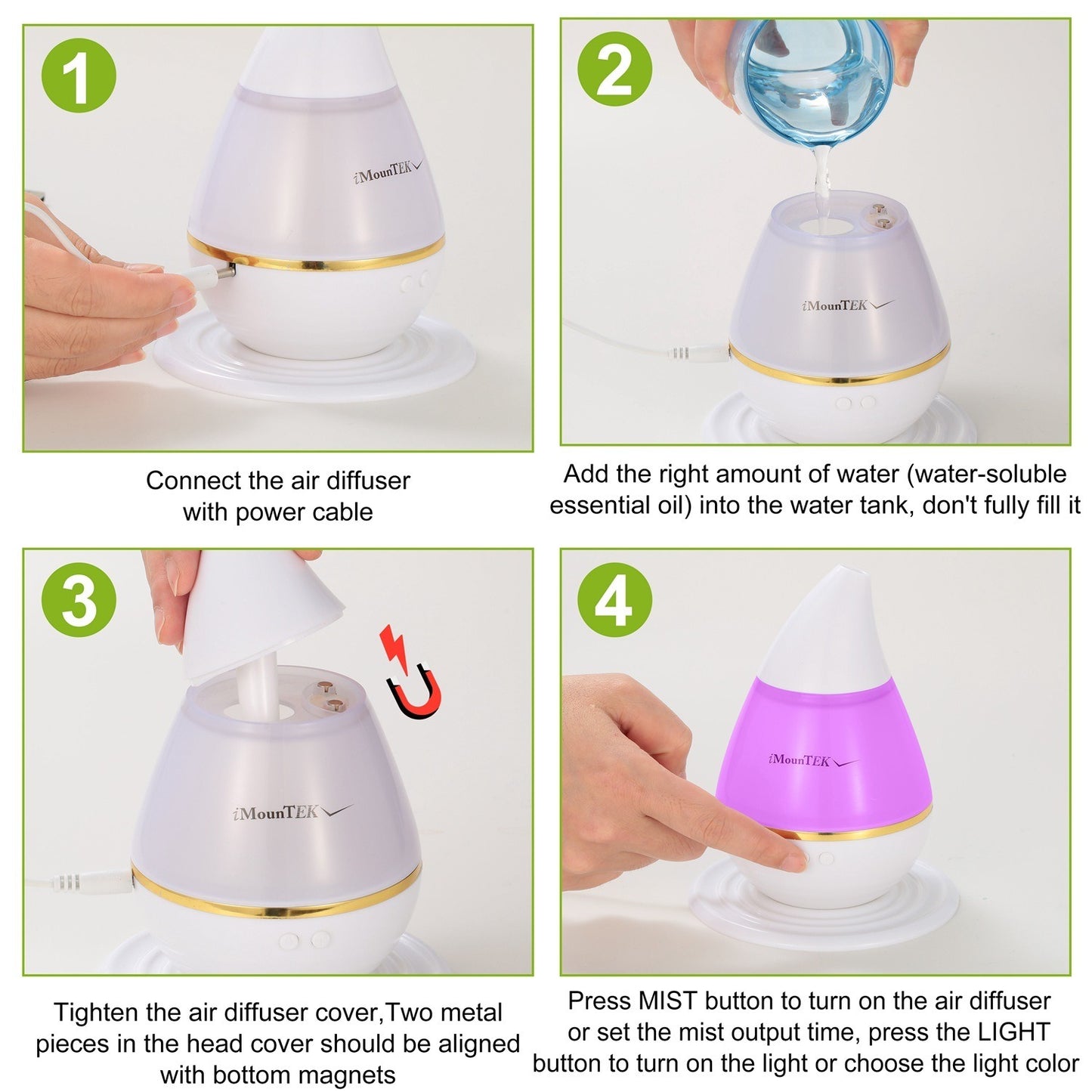 Ultrasonic Essential Oil Diffuser with 7 Color LED - 250 ml
